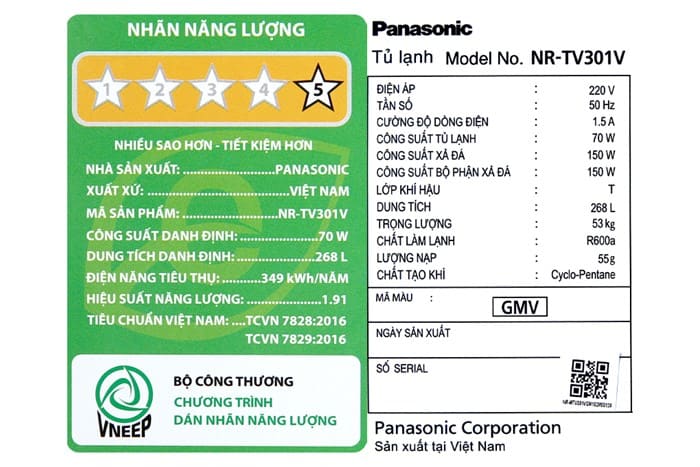 Tủ lạnh Panasonic Inverter 268 lít NR-TV301VGMV